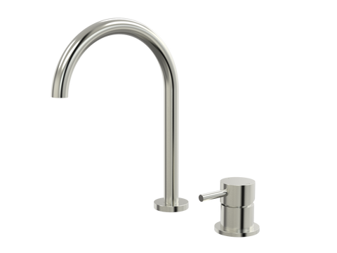 Tapware ParTaps Lugano Hob Mixer - Gooseneck Outlet Colour: Brushed Nickel Place & Palette