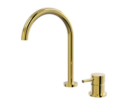 Tapware ParTaps Lugano Hob Mixer - Gooseneck Outlet Colour: Gold Place & Palette