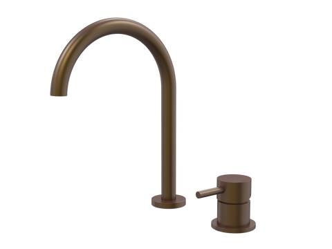 Tapware ParTaps Lugano Hob Mixer - Gooseneck Outlet Colour: Native Brass Place & Palette