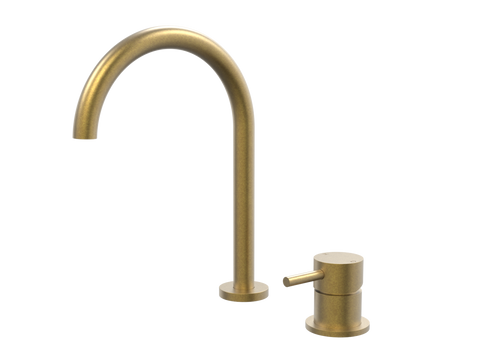 Tapware ParTaps Lugano Hob Mixer - Gooseneck Outlet Colour: Rumbled Brass Place & Palette