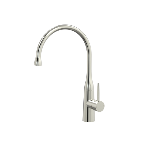 Tapware ParTaps Lugano Sink Gooseneck Mixer Colour: Brushed Nickel Style: Dome Place & Palette