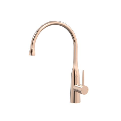 Tapware ParTaps Lugano Sink Gooseneck Mixer Colour: Brushed Rose Gold Style: Dome Place & Palette