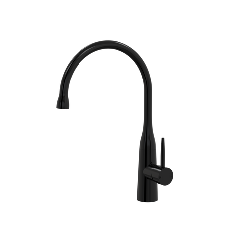 Tapware ParTaps Lugano Sink Gooseneck Mixer Colour: Midnight Black Style: Dome Place & Palette