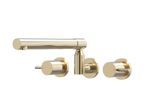 Tapware ParTaps Lugano Sink Set XL Wall Swivel Colour: Brushed Brass Gold Place & Palette