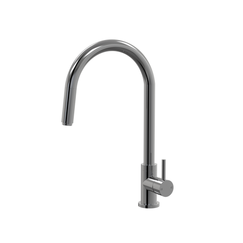 Tapware ParTaps Lugano Sink Straight Mixer Pull-Out Colour: Black Sapphire Style: Gooseneck Place & Palette