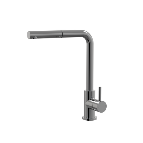 Tapware ParTaps Lugano Sink Straight Mixer Pull-Out Colour: Black Sapphire Style: Swivel Place & Palette