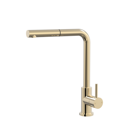 Tapware ParTaps Lugano Sink Straight Mixer Pull-Out Colour: Brass Gold Style: Swivel Place & Palette