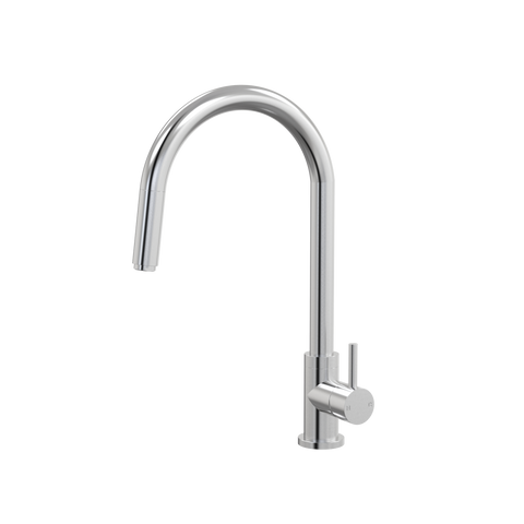 Tapware ParTaps Lugano Sink Straight Mixer Pull-Out Colour: Brushed Chrome Style: Gooseneck Place & Palette