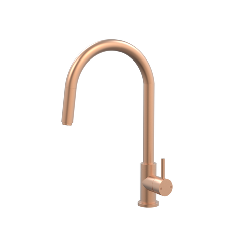 Tapware ParTaps Lugano Sink Straight Mixer Pull-Out Colour: Brushed Copper Style: Gooseneck Place & Palette