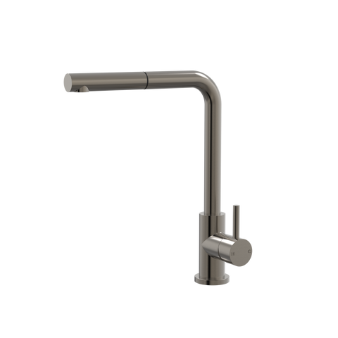 Tapware ParTaps Lugano Sink Straight Mixer Pull-Out Colour: Brushed Gunmetal Style: Swivel Place & Palette