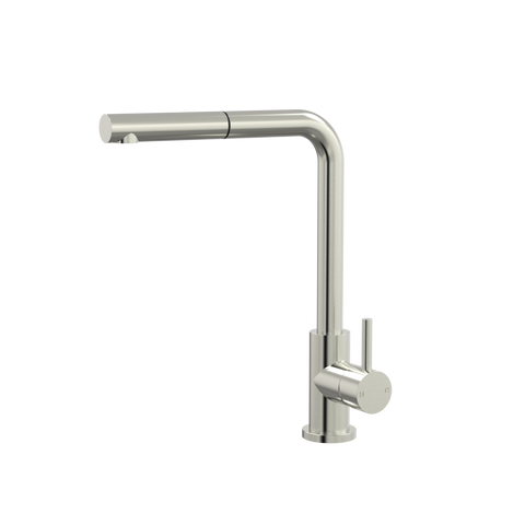 Tapware ParTaps Lugano Sink Straight Mixer Pull-Out Colour: Brushed Nickel Style: Swivel Place & Palette