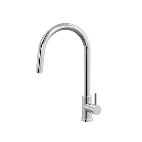 Tapware ParTaps Lugano Sink Straight Mixer Pull-Out Colour: Chrome Style: Gooseneck Place & Palette