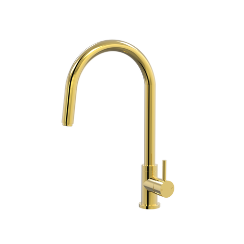 Tapware ParTaps Lugano Sink Straight Mixer Pull-Out Colour: Gold Style: Gooseneck Place & Palette