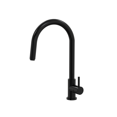 Tapware ParTaps Lugano Sink Straight Mixer Pull-Out Colour: Midnight Black Style: Gooseneck Place & Palette