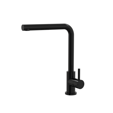 Tapware ParTaps Lugano Sink Straight Mixer Pull-Out Colour: Midnight Black Style: Swivel Place & Palette