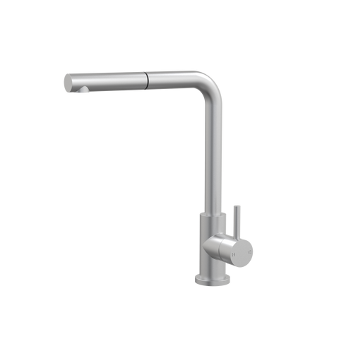 Tapware ParTaps Lugano Sink Straight Mixer Pull-Out Colour: Satin Pearl Style: Swivel Place & Palette