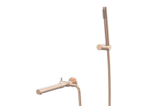 Showers ParTaps Lugano Spa Wall Fixed Divertor with Handshower & Bracket Colour: Brushed Rose Gold Place & Palette