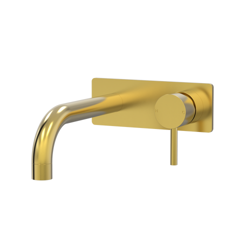 Tapware ParTaps Lugano Wall Bath Mixer Set On Plate - 90 Degree Colour: Brushed Gold Size: 160mm Place & Palette