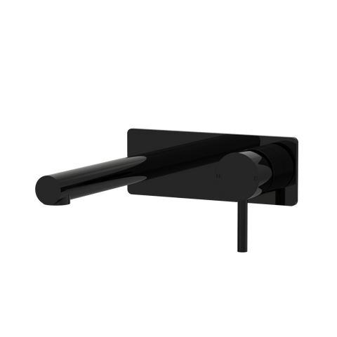 Tapware ParTaps Lugano Wall Bath Mixer Set On Plate Colour: Midnight Black Size: 160mm Place & Palette