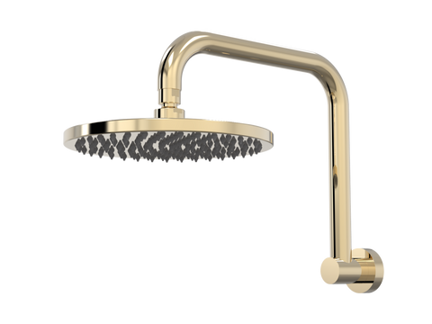 Showers ParTaps Lugano Wall Fixed Arm Colour: Brass Gold Size: 220mm Rose Hi Rise Shower Place & Palette