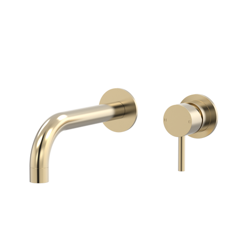 Tapware ParTaps Lugano Wall Mixer Basin Set - 90 Degree Outlet Colour: Brushed Brass Gold Size: 200mm Place & Palette