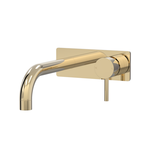 Tapware ParTaps Lugano Wall Mixer Basin Set On Plate - 90 Degree Colour: Brass Gold Size: 200mm Place & Palette