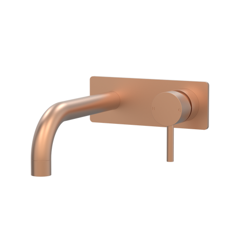 Tapware ParTaps Lugano Wall Mixer Basin Set On Plate - 90 Degree Colour: Brushed Copper Size: 200mm Place & Palette