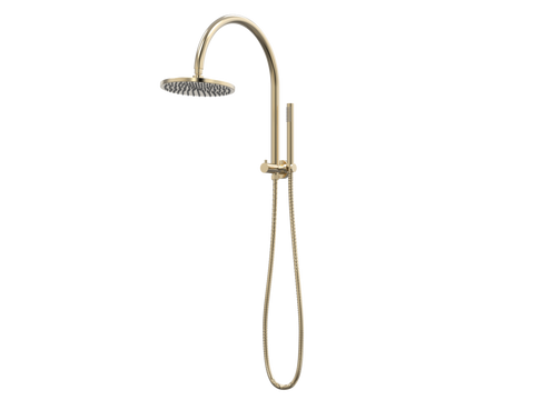 Showers ParTaps Lugano Wall Shower Divertor - High Rise - Gooseneck Colour: Brushed Brass Gold Place & Palette