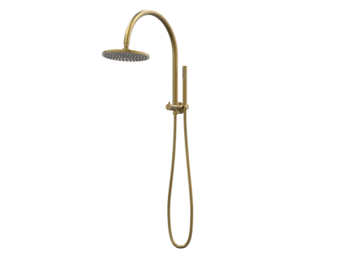 Showers ParTaps Lugano Wall Shower Divertor - High Rise - Gooseneck Colour: Rumbled Brass Place & Palette