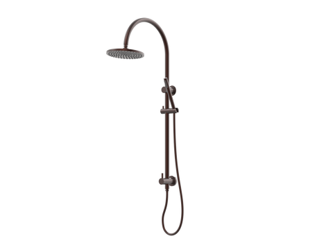 Showers ParTaps Lugano Wall Shower Divertor - On Rail - Gooseneck Colour: Antique Copper Fitting: Bottom Connection Place & Palette