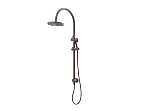 Showers ParTaps Lugano Wall Shower Divertor - On Rail - Gooseneck Colour: Antique Copper Fitting: Top Connection Place & Palette