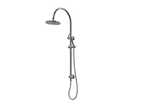 Showers ParTaps Lugano Wall Shower Divertor - On Rail - Gooseneck Colour: Black Sapphire Fitting: Top Connection Place & Palette