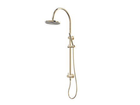 Showers ParTaps Lugano Wall Shower Divertor - On Rail - Gooseneck Colour: Brass Gold Fitting: Bottom Connection Place & Palette