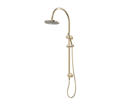 Showers ParTaps Lugano Wall Shower Divertor - On Rail - Gooseneck Colour: Brass Gold Fitting: Top Connection Place & Palette