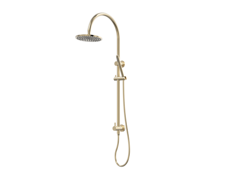 Showers ParTaps Lugano Wall Shower Divertor - On Rail - Gooseneck Colour: Brushed Brass Gold Fitting: Bottom Connection Place & Palette