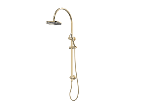 Showers ParTaps Lugano Wall Shower Divertor - On Rail - Gooseneck Colour: Brushed Brass Gold Fitting: Top Connection Place & Palette