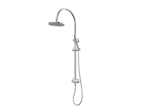 Showers ParTaps Lugano Wall Shower Divertor - On Rail - Gooseneck Colour: Brushed Chrome Fitting: Bottom Connection Place & Palette