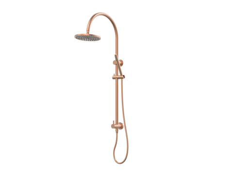 Showers ParTaps Lugano Wall Shower Divertor - On Rail - Gooseneck Colour: Brushed Copper Fitting: Bottom Connection Place & Palette