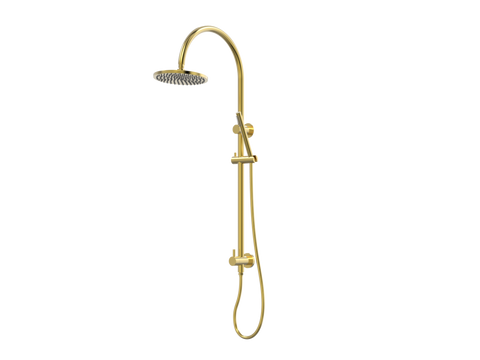 Showers ParTaps Lugano Wall Shower Divertor - On Rail - Gooseneck Colour: Brushed Gold Fitting: Bottom Connection Place & Palette