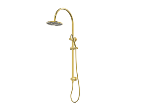 Showers ParTaps Lugano Wall Shower Divertor - On Rail - Gooseneck Colour: Brushed Gold Fitting: Top Connection Place & Palette