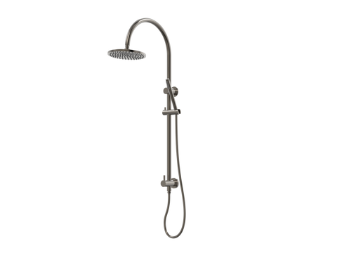 Showers ParTaps Lugano Wall Shower Divertor - On Rail - Gooseneck Colour: Brushed Gunmetal Fitting: Bottom Connection Place & Palette