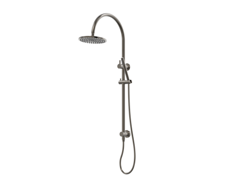 Showers ParTaps Lugano Wall Shower Divertor - On Rail - Gooseneck Colour: Brushed Gunmetal Fitting: Top Connection Place & Palette