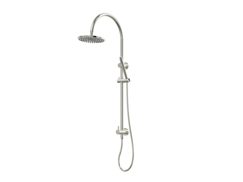 Showers ParTaps Lugano Wall Shower Divertor - On Rail - Gooseneck Colour: Brushed Nickel Fitting: Bottom Connection Place & Palette