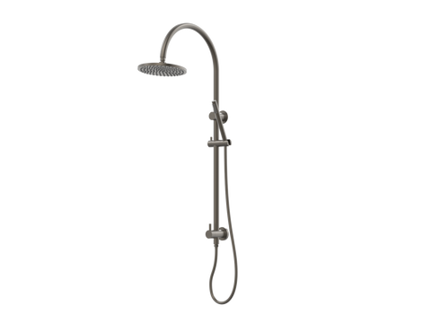 Showers ParTaps Lugano Wall Shower Divertor - On Rail - Gooseneck Colour: Gunmetal Fitting: Bottom Connection Place & Palette