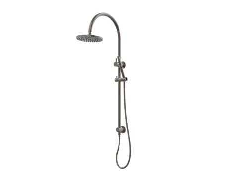 Showers ParTaps Lugano Wall Shower Divertor - On Rail - Gooseneck Colour: Gunmetal Fitting: Top Connection Place & Palette