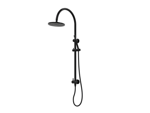 Showers ParTaps Lugano Wall Shower Divertor - On Rail - Gooseneck Colour: Midnight Black Fitting: Bottom Connection Place & Palette