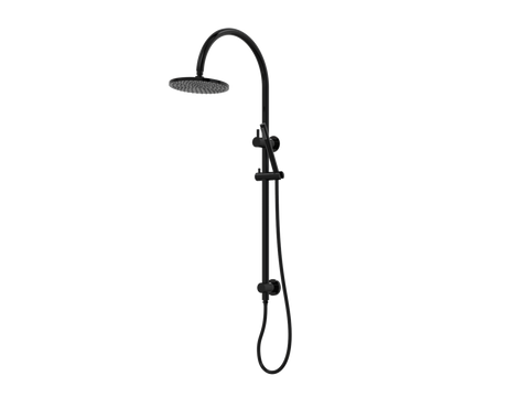 Showers ParTaps Lugano Wall Shower Divertor - On Rail - Gooseneck Colour: Midnight Black Fitting: Top Connection Place & Palette