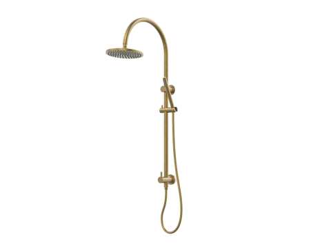 Showers ParTaps Lugano Wall Shower Divertor - On Rail - Gooseneck Colour: Rumbled Brass Fitting: Bottom Connection Place & Palette