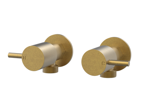 Tapware ParTaps Lugano Washing Machine Stops Wall Pair Colour: Rumbled Brass Place & Palette