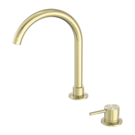 Tapware Nero Mecca Hob Basin Mixer Round Swivel Spout Colour: Brushed Gold Place & Palette